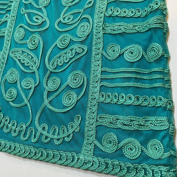 T & W Designs Womens Size L Green Soutache Mesh Overlay Sleeveless Dress - Picture 11 of 13